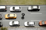 "Cars on the highway towards airport to fly to Montmartre Paris"